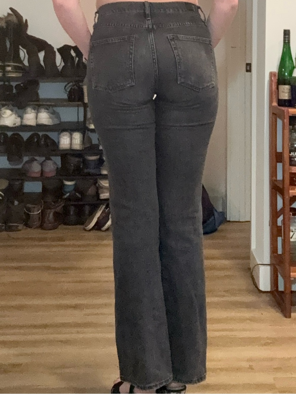 BDG 90s Bootcut Jeans in Charcoal Black - Ink stain shown for transparency